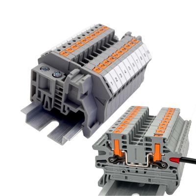 China PTV 2.5 Side Entry Push-in Connection Spring Clamp DIN Rail Terminal Blocks Kit Set 24A 800V for sale