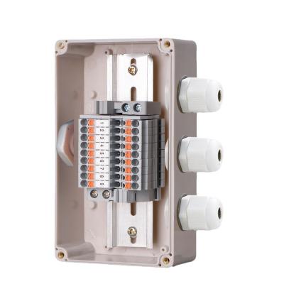 China IP65 Waterproof Cable Junction Box 1 in 3 out 80*160*55mm with PT2.5 Din Rail Terminal Blocks for sale