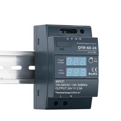 China 60W 12V 24V Din Rail Power Display Digital AC-DC Switch ajustável Fornecedor de energia para LED Light Strip à venda