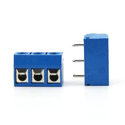 China 5.00mm Pitch PCB Mounted Screw Terminal Blocks Right Angle 2P to 20P Blue for sale