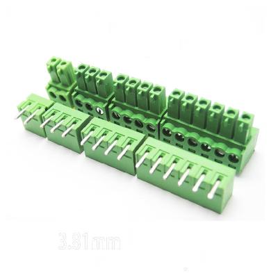 China 3.81mm Pitch PCB Plug-in Screw Terminal Blocks Plug + Right Angle Pin Header for sale