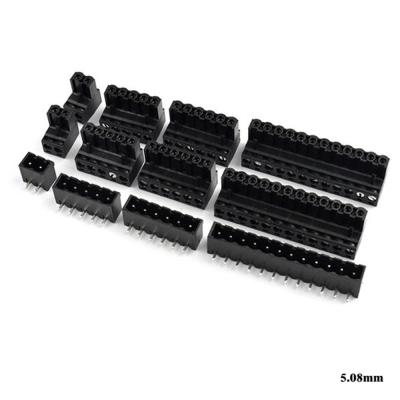 China 5.08mm Pitch PCB Pluggable Screw Terminal Blocks Plug + Right Angle Pin Header Black for sale