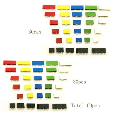 China 62pcs Colored 2.54mm Single Row Straight Pin Header Female Socket PCB Board Connectors for sale