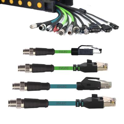 China Flexible Drag Chain Cable M12 to RJ45 Plug Connector Ethernet Network Cable Cat6 Wiring Harness Turnkey for sale