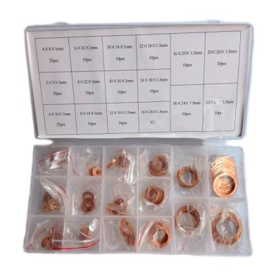 China 220pcs 16 Sizes Metric Copper Flat Ring Washer Gaskets Assortment Set Kit IMPA813080 for sale