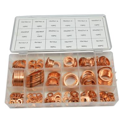 China 350pcs 18 Sizes Metric Copper Flat Ring Washer Gaskets Assortment Set Kit IMPA813080 for sale