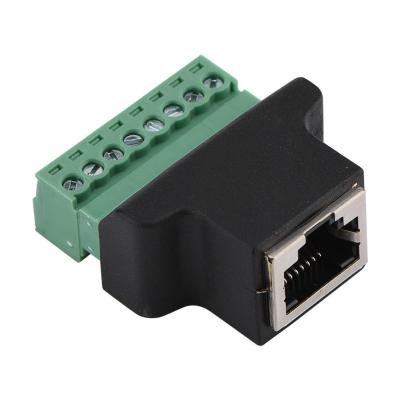 China RJ45 Female Jack 8P8C to 8 Pin Screw Terminal Block Adapter for CCTV Vedio Solution for sale
