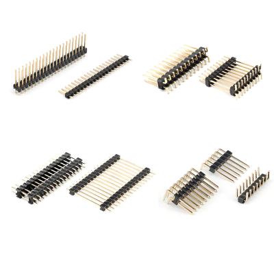China Pitch 1.27mm 2.0mm 2.54mm Male Angle Pin Header PCB SMT Connector Single Dual Triple Row Customized for sale