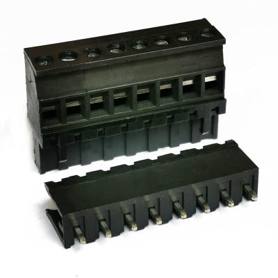 China 5.08mm Pitch Black Color Screw Terminal Blocks Plug Straight Pin Horizontal Entry Wiring for sale