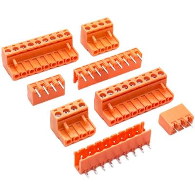China Orange 5.08mm Spacing PCB Pluggable Screw Terminal Blocks Plug + Pin Header Socket for sale