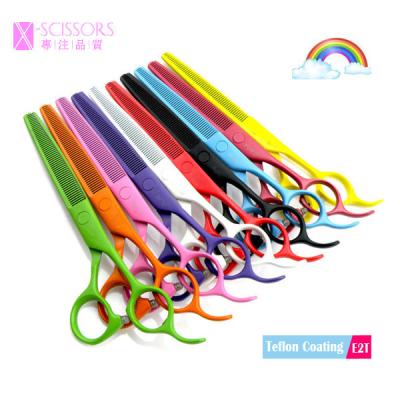 China Colorful Teflon coating SUS420J2 Stainless Steel Thinning Scissors E2T for sale