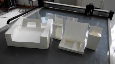 China Cardboard Paper Box Cutting Machine / Box Sample Maker  Steel Belt Drive for sale