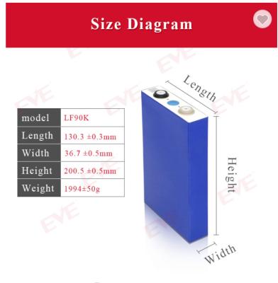 China Bateria prismático do fosfato do lítio das pilhas 90Ah 3.2V 3C LF90 de Lifepo4 LFP para Ebike à venda