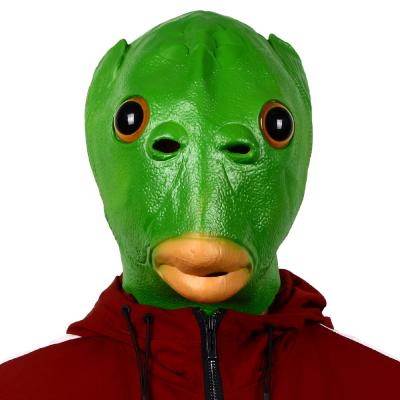 China A máscara unisex engraçada da cabeça de Dia das Bruxas, traje verde dos peixes mascara para o acessório de Cosplay à venda