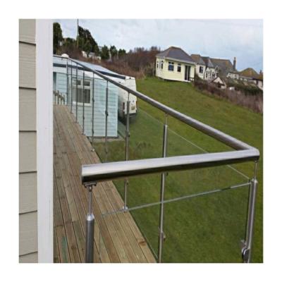 China Safety glass balustrades metal deck railing balusters wooden railing with glass for sale