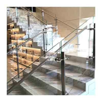 China Blue tinted glass handrail vinyl stair railing balustrade channel system for sale