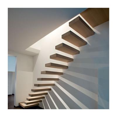 China Wooden steps floating staircase indoor stairs wood prices floating newel post à venda