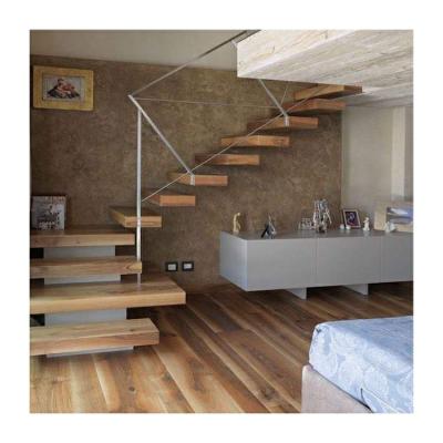 China Cherry wood floating staircase wood steel staircase pvc handrail floating stairs for sale