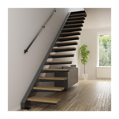 China Floating steel wood staircase solid wood steps ladder cable floating staircase for sale
