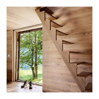 China Floating acacia wood treads stairs wood chair stairs customized floating staircase for sale