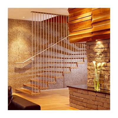 China Floating wooden staircase wooden stair plans floating banister for sale