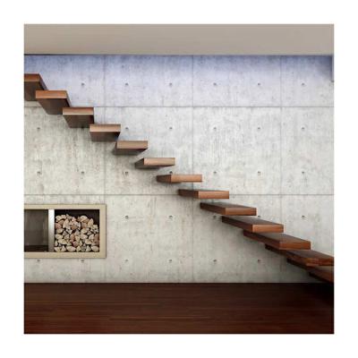 Chine Rubber wood floating staircase red wooden tread staircase floating staircases pictures à vendre