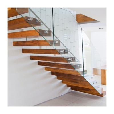 Chine Home timber floating staircase wooden steps floating staircase structural design à vendre