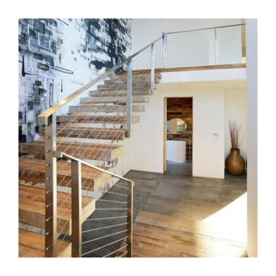 China Floating timber staircase wooden staircase floating stairs cost for sale