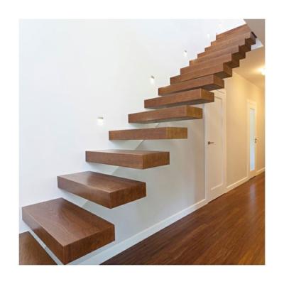 China Floating wood staircase wood stair pillar floating staircase laminate for sale