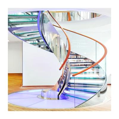 China Indoor decoration SGP glass curved precast concrete stairs house plans with curved stairway for sale