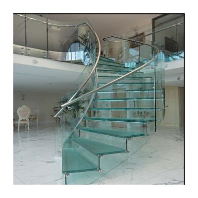 China Competitive laminated glass half round staircase glass circular stairs Te koop