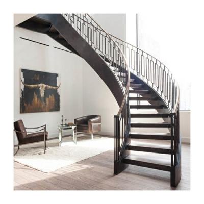 China Timber tread curved staircase design Iceland double curved stairway for sale