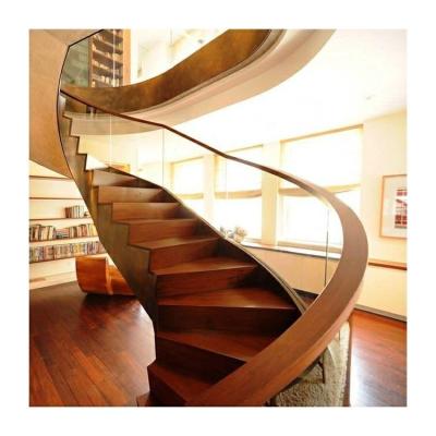 China Wood treads curved outdoor stairs Indonesia how to frame curved stairway for sale