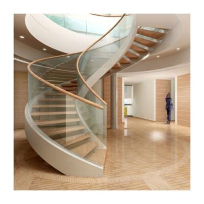 China Solid timber treads white curved staircase San Francisco curved stairway drawing en venta
