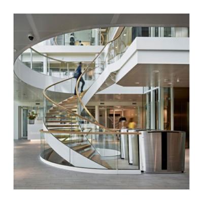 Китай Modern Curved Open Staircase Indoor Timber Wooden Tread Stairway продается