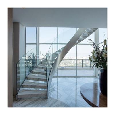 中国 Wood Treads Curved Stair Case Building Arcways Stairway Dimensions 販売のため