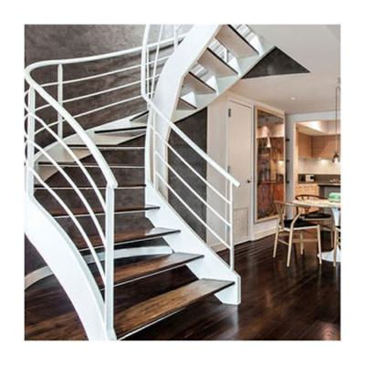 China Solid Curved Wooden Staircase Tread Stairlift Glass Circular Stairway en venta