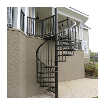 China Decorative metal columns wrought iron rosettes indoor steel spiral staircase for sale