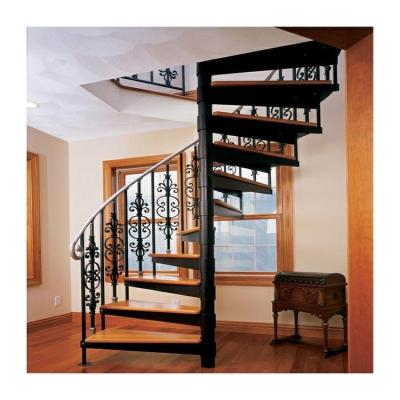 中国 Single beam high quality wood stairs timber tread spiral staircase 販売のため