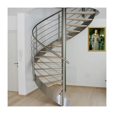 中国 Central post beam spiral glass stairs oak wood treads spiral staircase 販売のため