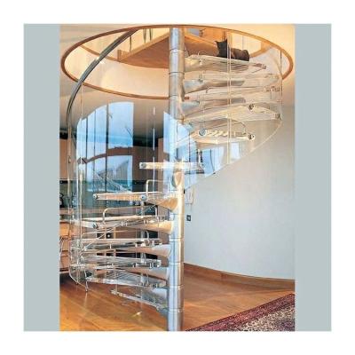 China Apartment building staircase aluminum glass spiral stairs for sale