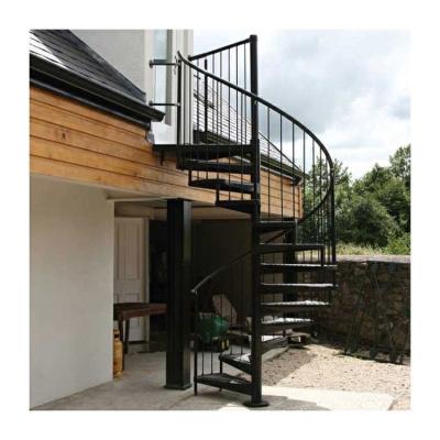 China Fance metal handrail stairs mild steel stringer used wrought iron spiral staircase for sale