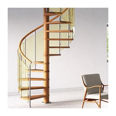 China Modern Round Spiral Staircase Smooth Wood Stairs WA-SSP1333 Customized zu verkaufen
