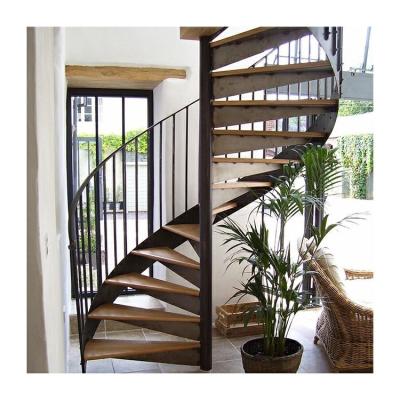 China White Building Spiral Staircase House Red Brown Wooden Box Step Stairs en venta