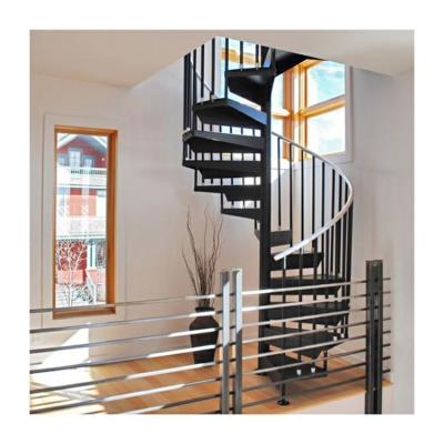 China Iron Wood Building Spiral Staircase With Elegant Glass Stairs Customized zu verkaufen