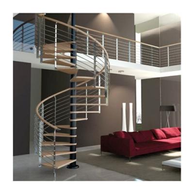 China Customized Wood Spiral Stairs Round Ladder Steel Helical Stairs zu verkaufen