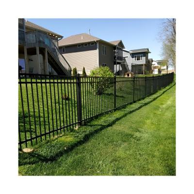 China Waterproof Garden Black Rod Iron Fence Metal Aluminum Slatted Fence Panels for sale