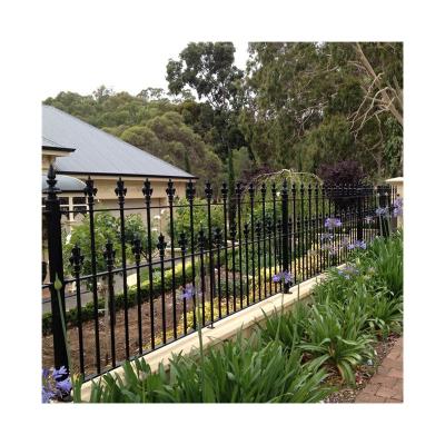 China Wrought Rod Iron Fence Black Metal Steel Fence Panel For Garden for sale
