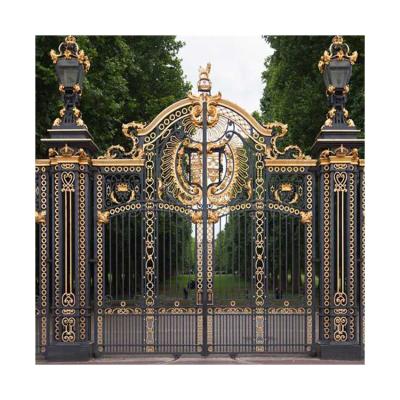 China Luxurious Exterior Metal Sliding Wrought Iron Lion Gate Decorations Galvanized Door Iron Gate for sale