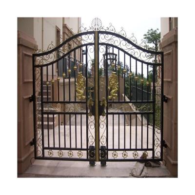 China Outdoor Large Galvanized Wrought Iron Gate Luxury Double Door Iron Gates en venta